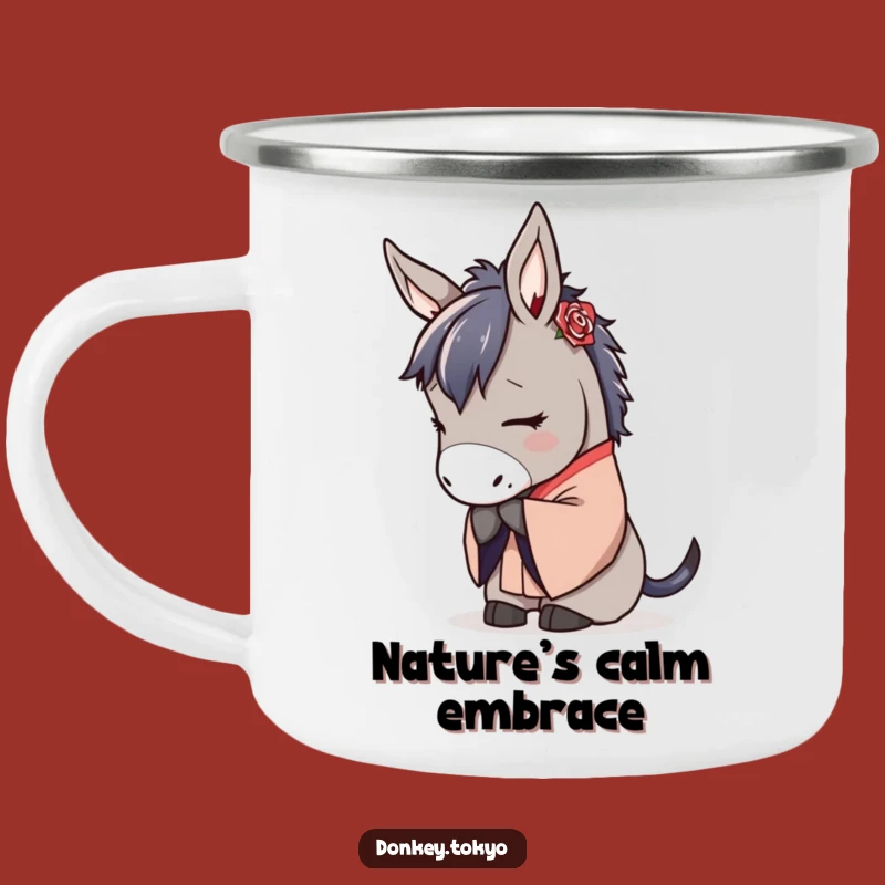 Serene Donkey Kimono Camp Mug: Peaceful Sips for Outdoor Calm