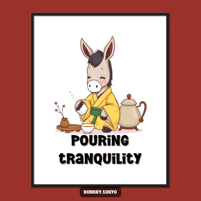 Funny Serene Donkey Yellow Kimono Digital Art, Tea Pourer Printable, Instant Hilarious Gift