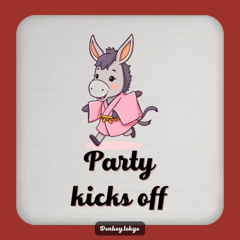 Funny Donkey Kimono Coaster: Protect Surfaces with Playful Hop Style