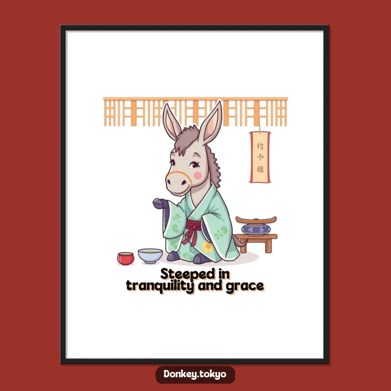 Free Printable Wall Art: Funny Donkey Tea Master, Quirky Downloadable Art Gift