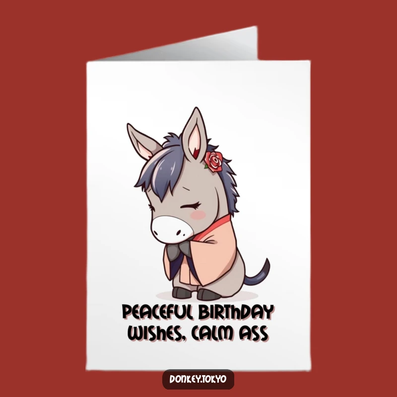 Free Printable Elegant Donkey Birthday Card: Graceful Bow Downloadable Gift