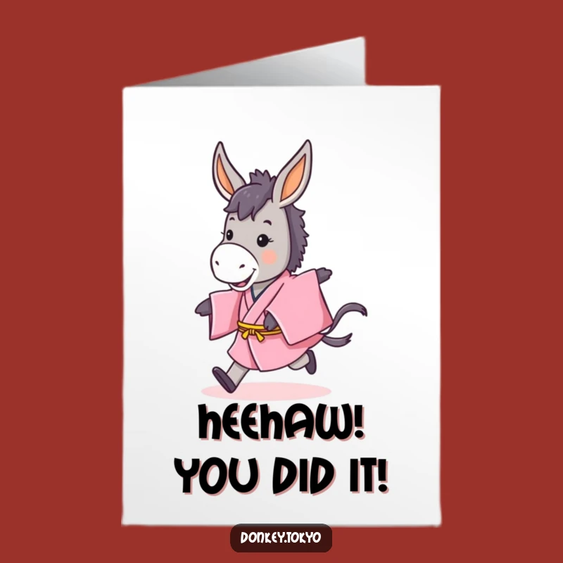 Free Printable Donkey Congratulations Card: Funny Kimono, Downloadable Success!