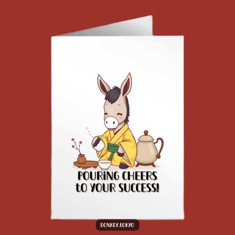 Free Printable Congrats Card: Donkey's Tea Ceremony, Funny Downloadable Gift