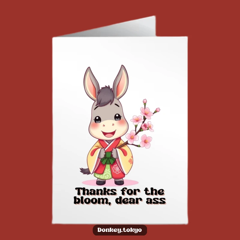 Free Printable Jolly Donkey Thank You Card: Cherry Blossom Downloadable Gratitude