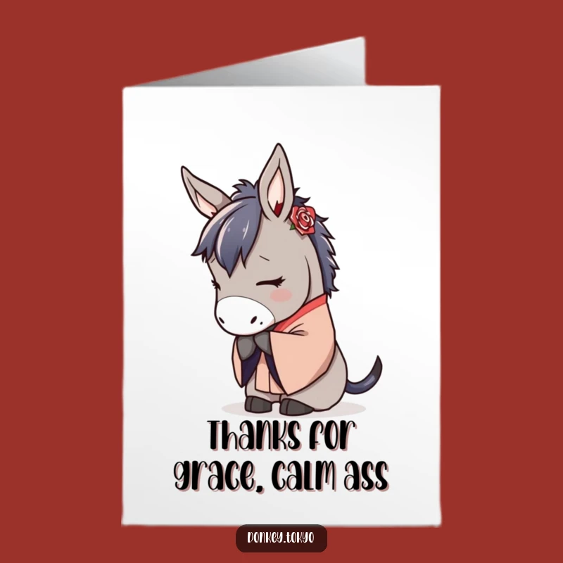 Free Printable Elegant Donkey Thank You Card: Graceful Bow Downloadable Gift