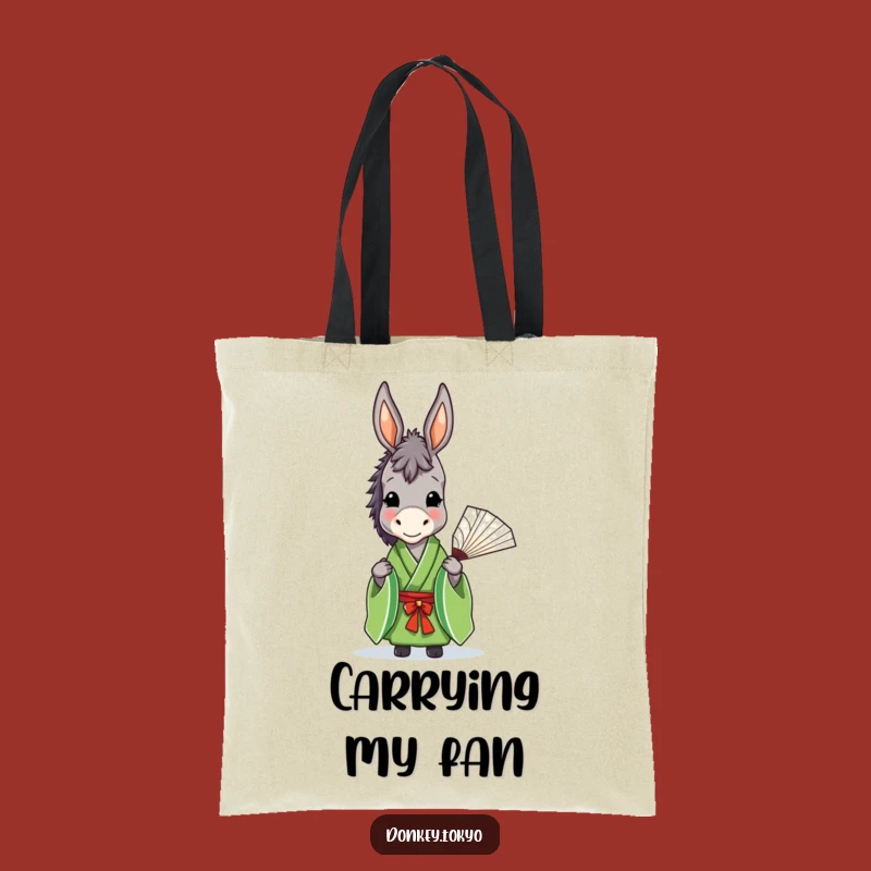 Stylish Funny Donkey Green Kimono Tote Bag, Graceful Fan Carrier, Chic & Hilarious Gift